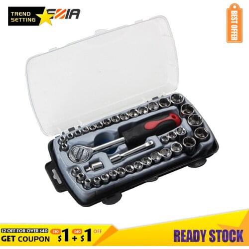 LAMEZIA 40pcs/set Sleeve Combination Socket Wrench Kit Household Repair Hardware Tools