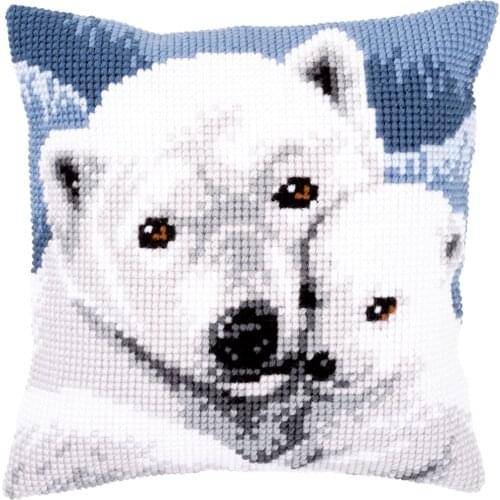 Cross Stitch Cushion Cover Pansy Posy Needlepoint Kits Printed Canvas Chunky Yarn Cross-stitch Pillow Case Arts & Crafts