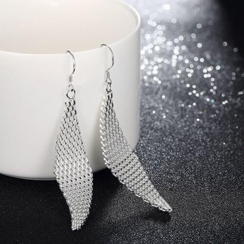 New Charm 925 Sterling Silver Earrings Fashion Creative Woven Mesh Design Drop Earring for Women Birthday Gifts classic Jewelry