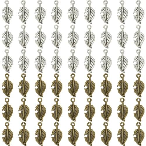 25pcs Antique Bronze Tone Leaf Charms Alloy Metal Pendants For DIY Jewelry Accessories Making 24*10mm