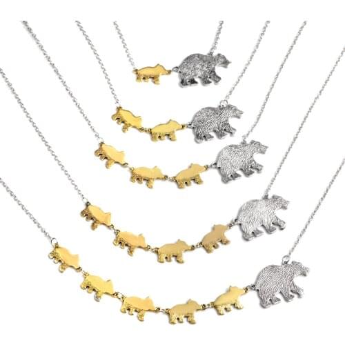Mama Bear Necklace Mother Bear And A Group of Baby Bears 1-5 Style Cute Pendant Necklaces Parent-child Family Jewelry