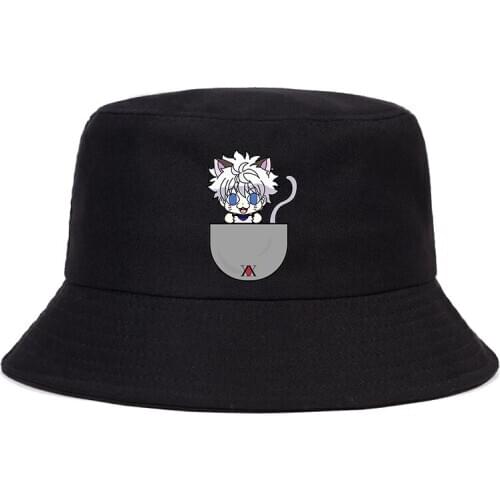 Kawaii Hunter X Hunter Summer Hat Women Men Panama Bucket Cap The Design Flat Visor Fisherman hat HaKillua Zoldyck Anime hat