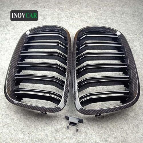 2Pcs New Car Styling Front Wide Kidney Grille For X5 X6 E70 E71 ABS Dual Line 2007-2013 Glossy M Color