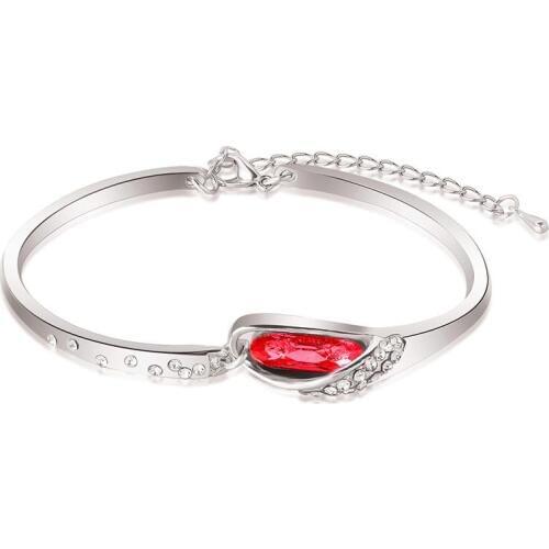 QiLeSen Fine jewelry 925 sterling silver explosion glass shoes red crystal bracelet yw008