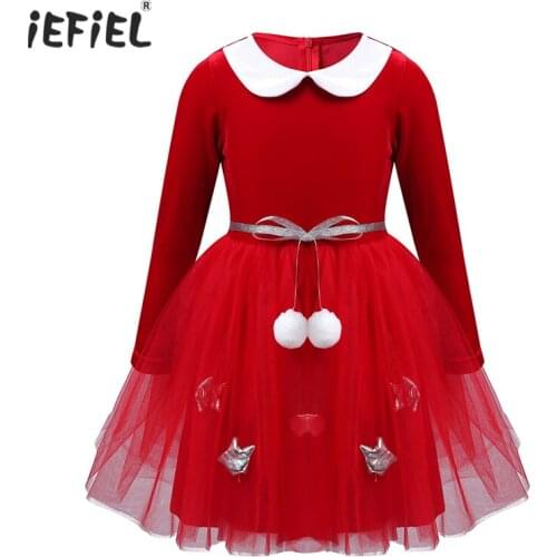 Christmas Baby Girls Lace Dress Costume Birthday Party Dress Elegant Princess Dress Sequined Skirts Children Clothes Vestidos