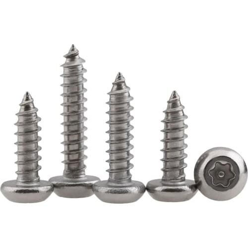 GuHua Stainless Steel Six-lobe Round Head Self Tapping Screws PA M2.9M3.5 Plum Pan Head with Pillar Core Anti-theft Screw 10Pcs
