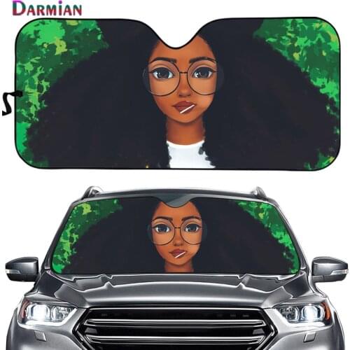 African Black Art Glasses Girls American Funny Design Pattern Car Durable Sun Shade Stylish Windshield UV Protect Sunshade Cover