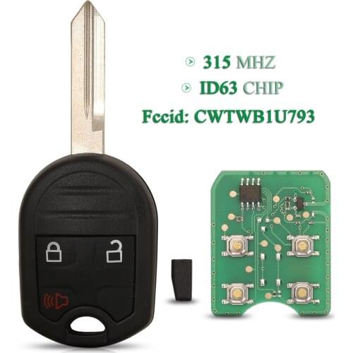 Bilchave 3 Buttons For Ford Edge Escape Explorer Sport-Trac F-Series Flex Fob 315Mhz ID63 Chip CWTWB1U793 Smart Remote Car Key