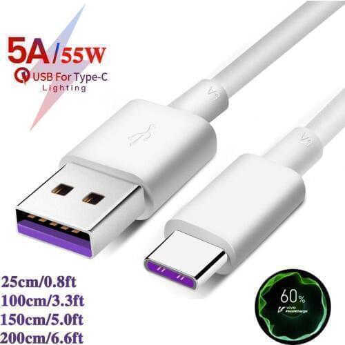 5A Fast charging Cable for vivo NEX S/NEX A/X23/X20 Plus/X20 Plus UD/X27/X27 Pro/V17 Pro/S1 Pro/Y9s USB C type-c cable charger