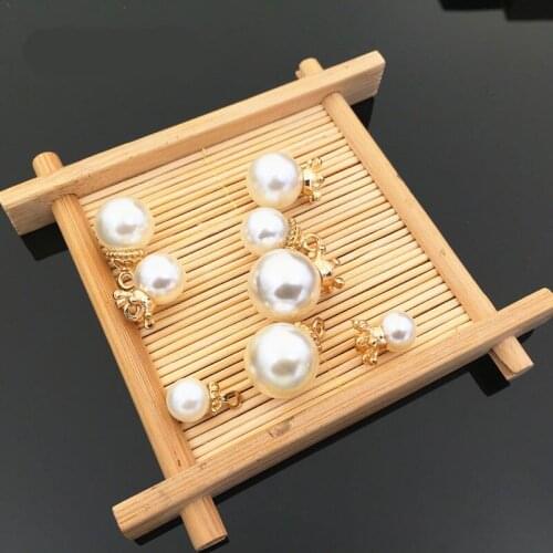 Pearl buttons with hat gold alloy pearl beads sweater decorative buttons jeans button Jewelry Accessories
