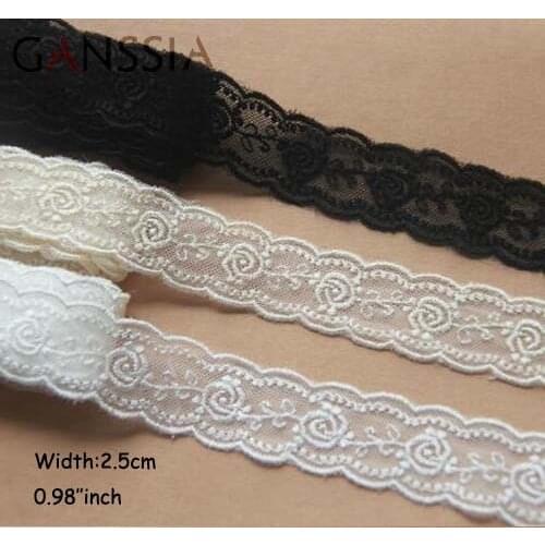 1yard Width:2.5cm Flower Embroidered Lace Cotton Ribbons for Garment Sewing Scrapbooking Accessories (ss-811)