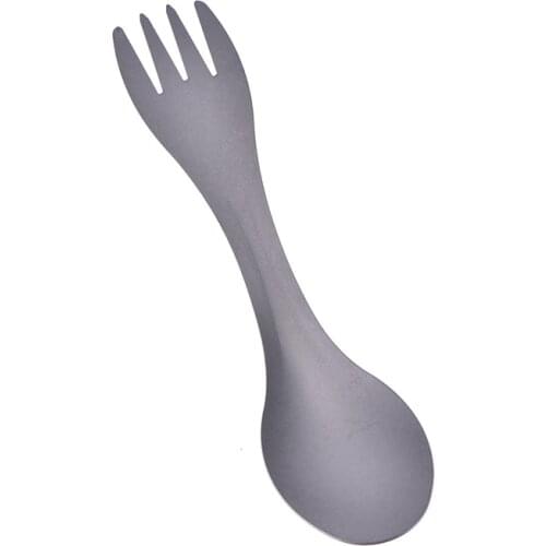 1pc Ultralight Outdoor Camping Titanium Spork Titanium Spoon Fork Silver Color