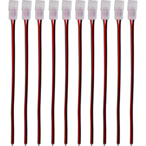 10pcs 8mm 2pin LED Strip Connector with Wire Stable Quick Connector for 2835 3528 5050 LED Lights Strip to Power Connector