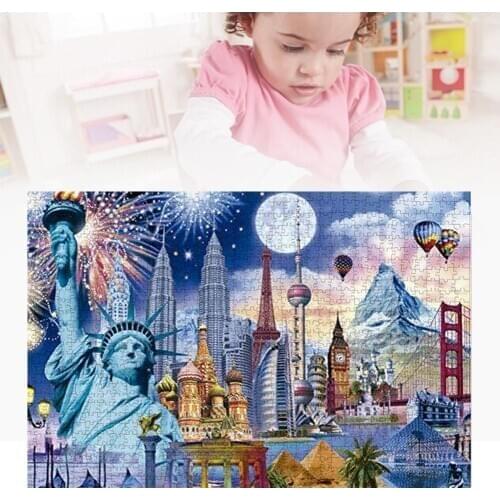 1000Pcs Statue of Liberty Building Adult Kids Jigsaw Puzzles Game Toy Wall Decor Features statue of liberty, mountain, beautiful