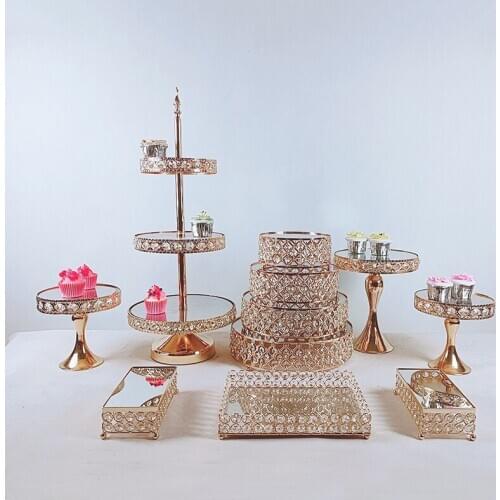 11pcs Gold Wedding Props Table Ornaments Lace Cake Plate Fruit Dessert Cake Tools Tableware