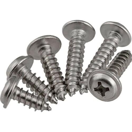 20-50 pcs PWA Cross Round Head with Washer Self Tapping Screw M2 M2.3 M2.6 M3 M4 A2 304 Stainless Steel Phillips Tapping Screw