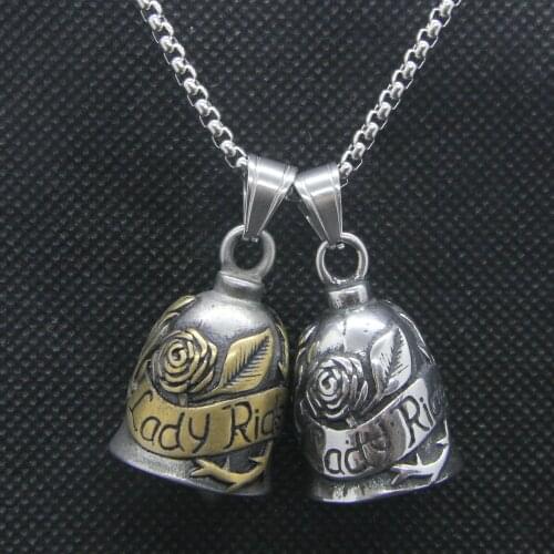 2020 New Lady Rider Bell Pendant 316L Stainless Steel Fashion Cool Rose Bell Mens Pendant