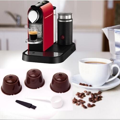 3Pcs/set Reusable Coffee Capsule Filter Cup for Dolce Gusto Soft Taste Sweet Refillable Caps Spoon Brush Filter Baskets Pod