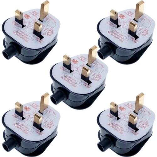 5 pcs UK, Ireland, Malaysia, Singapore, HK Fused Rewireable Plug BS1363 13A Fused White Color