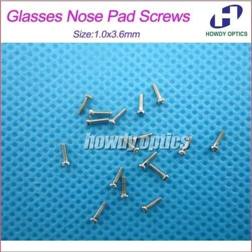 500pcs Size 1.0x3.6mm Eyeglass Glasses Screws Nose Pad Screw with "+" Head Slot Eyewear Accessories Free Shipping