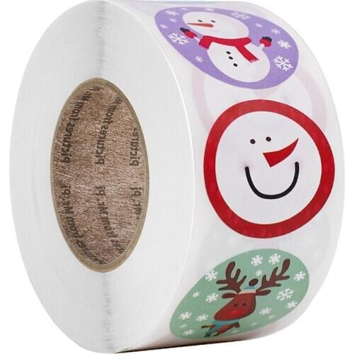 500 Pcs/Roll Merry Christmas Snowman Label Sealing Sticker Round Gift Candy Box Homemade Cookies Bag Sealing Decoration Decals