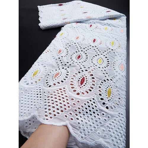 African Lace Fabric High Quality Swiss Voile Lace Fabric Pure Cotton White Lace Fabric For Party Dress 2.5 Yards