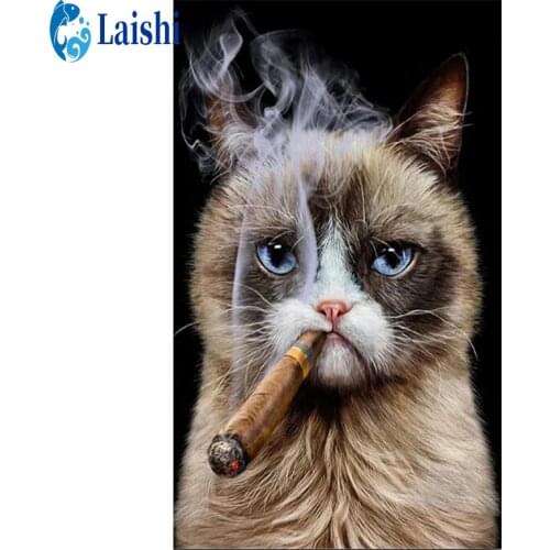 5D DIY Diamond Painting The wolf is smoking Rhinestone Embroidery Cross Stitch Kit Mosaic Diamond Art Home Decoration pictures