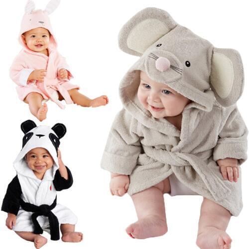 Fashion Mouse Panda Bunny Designs Hooded Animal Modeling Baby Bathrobe Cartoon Baby Rope Character Kids Bath Robe