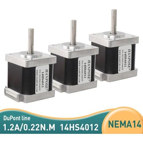 Free Shipping 3pcs Nema14 Stepper Motor 14HS4012 40mm 1.2A 0.22N.m 35 Stepper Motor for DIY 3D Printer CNC XYZ