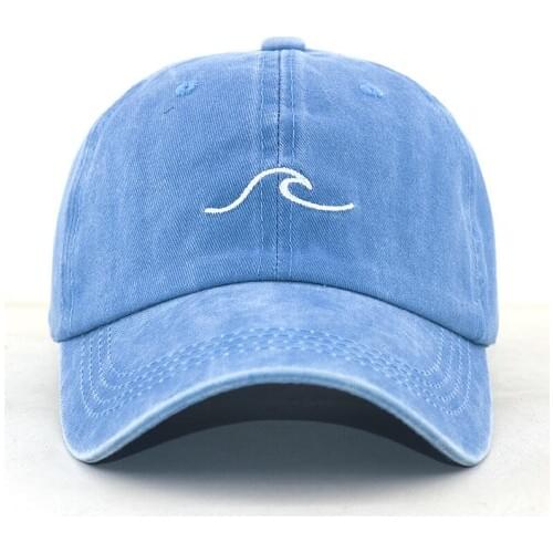 Unisex fashion baseball cap 100% cotton washed sea wave embroidery hip hop snapback hat new sports dad hats high quality