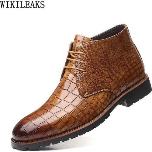 Leather Boots Men Crocodile Shoes Italian Shoes Ankle Boots Men Dress Boots Official Shoes For Men Big Size 48 Chaussure Homme
