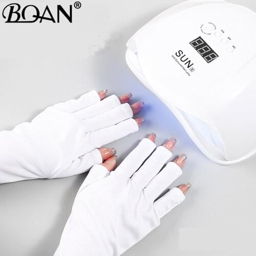 BQAN 1 Pair Anti UV Nail Gloves UV Gel Shield Glove Fingerless Manicure Nail Art Tools LED Lamp Nails Dryer Radiation Hand