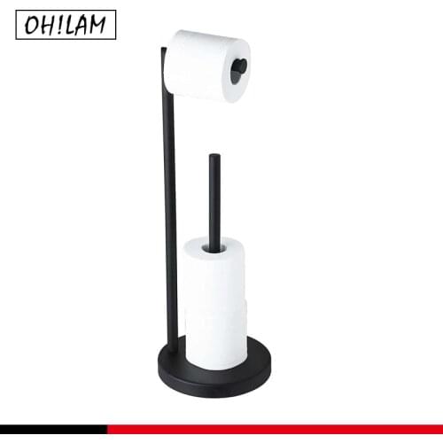 Toilet Paper Holder Free Standing with Reserve 304 Stainless Steel Rustproof Pedestal Lavatory Tissue Roll Holder Floor Storage