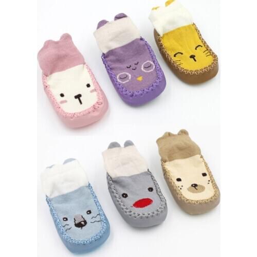 Baby Anti-Slipper Socks Newborn Autumn Winter Children Cartoon Floor Socks Shoes Soft Sole Kids Patchwork Cartoon Sock 0-24M