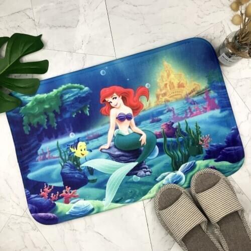 Flannel Bath Mat Toilet Carpet Door Mat The Little Mermaid Bathroom Rug Kitchen Carpets Bedroom Floor Absorbent Outdoor Doormat