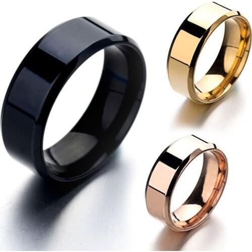 New Fashion Simple Design 316 Titanium Steel Men Ring Lover Couple Rings Alliance Gold Wedding Band Rings Set for Women Men