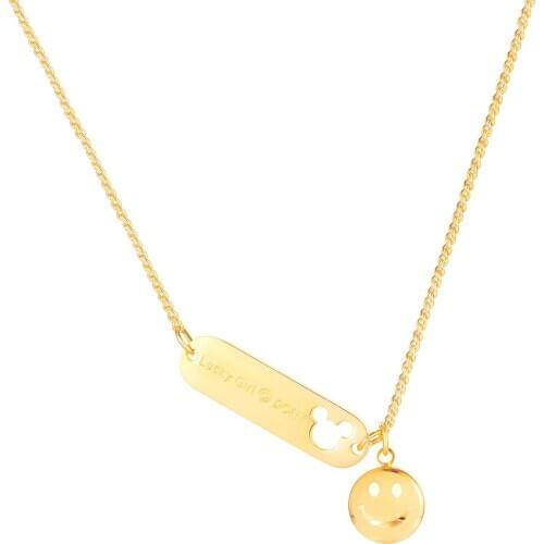 Minimalist Cute Rose Gold Smiley Pendants Necklaces For Women Fashion Stainless Steel Neck Chains Jewelery Accessories Necklaces