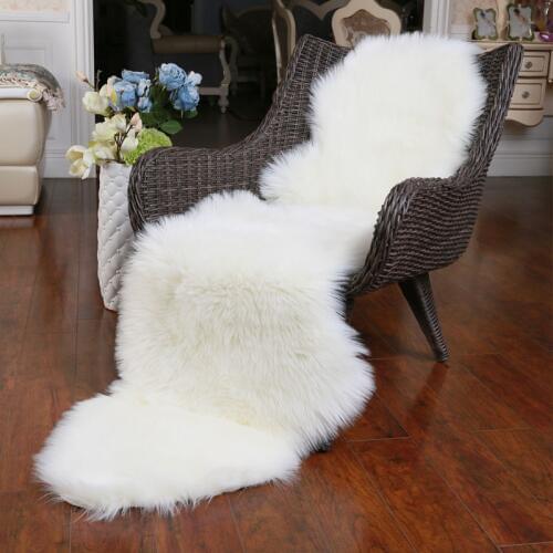 ROWNFUR Soft Artificial Sheepskin Carpet For Living Room Kids Bedroom Chair Cover Fluffy Hairy Anti-Slip Faux Fur Rug Floor Mat