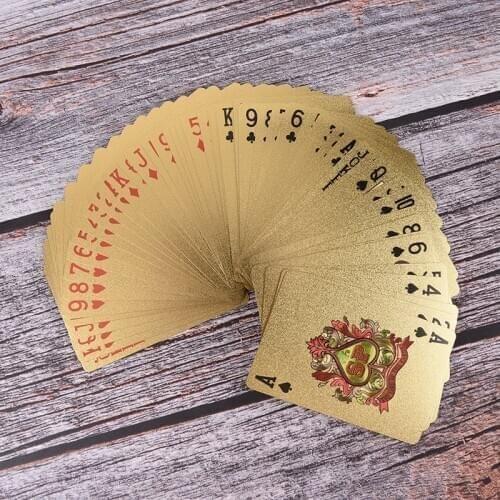 Hot Sale！1set Waterproof Gold Plated Porker Cards set For Board Games Playing Cards