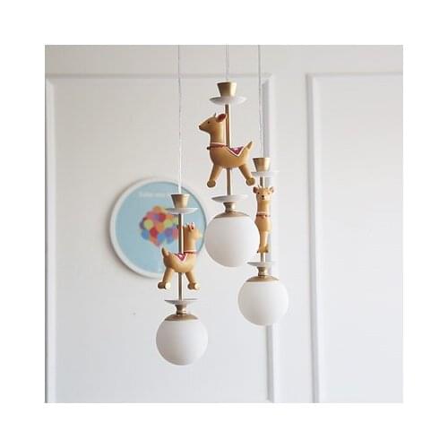 Nordic merry go round chandelier boys girls bedroom childrens room lights cartoon creative pony combination Chandelier