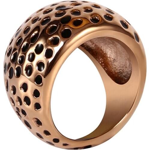 RIR Rose Gold Stainless Steel Honeycomb Shaped Nest Honey Bee Rings Engagement Wedding Ring Women