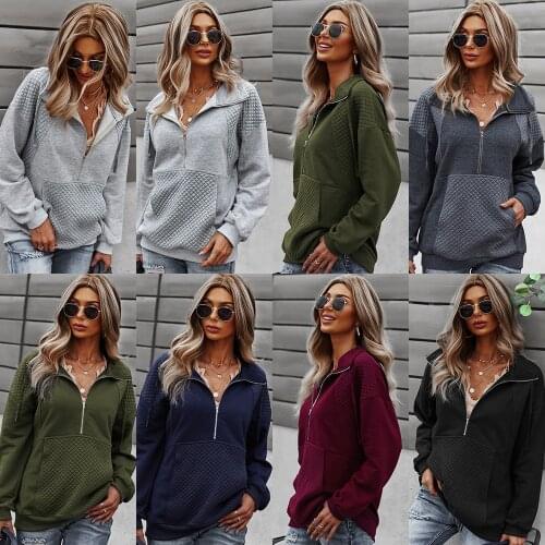 Autumn Women Hoodies Full Sleeve Solid Color Patchwork Winter Knitwear Pullovers Outwear Hoody Casual Female Sweatshirt C3018