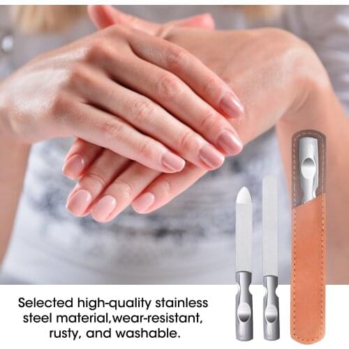 Professional Double Sided Nail File Stainless Steel Sandpaper Nail Sanding Grinding Polishing Manicure Care Tools
