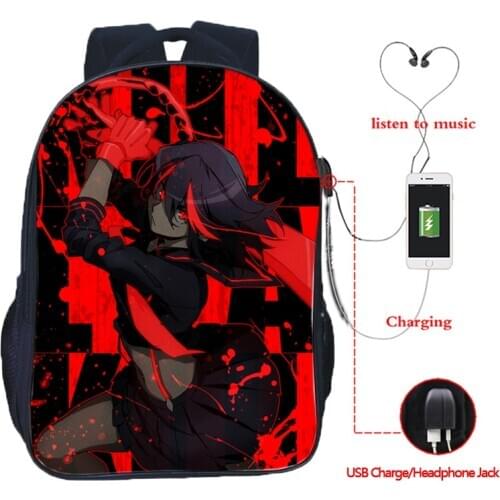 Casual Fashion Kill La Kill Matoi Ryuuko USB Charging School Bag Boys Girls Backpacks Beautiful Laptop backpack Teens Rucksack