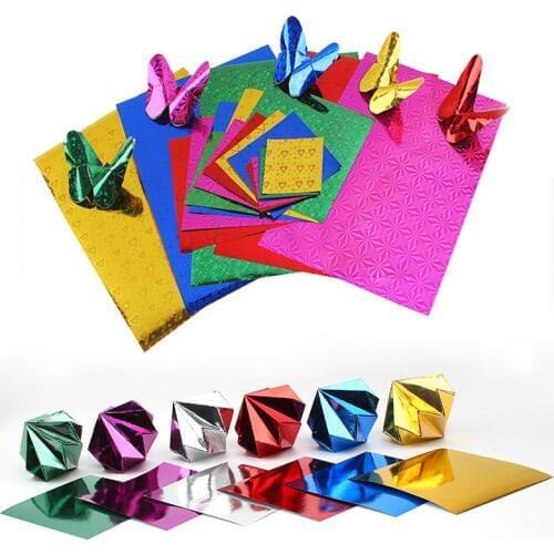 DIY Origami Craft Paper Without Sticker Square Laser Paper Paper-cut Folded Papers Scrapbooking Decor