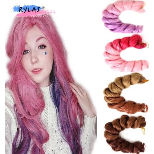 RYLAI Loose Wave Synthetic Hair Braids Extension Braid Hair Jumbo Braids Omber Color X Pression Hair For Women INSTAGRAM Trendy