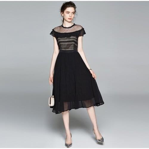 SMTHMA 2021 New Fashion Runway Summer Dress Women Lace Patchwork Mesh Ruffle Vintage Self-Portrait Dresses Vestidos