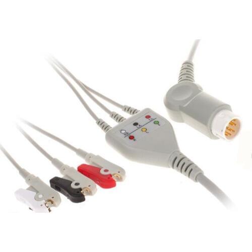 Compatible for Philips/HP 12Pin MP20/30/VM6 Patient Monitor ECG Cable One Piece 3 Leads, ECG Leadwires Cable Clip End AHA TPU