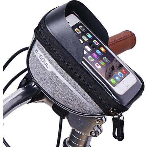 Bicycle Head Tube Handlebar Bags Cell Mobile Phone Bike Bag Case Holder Screen Phone Mount Bags For 6.4 Inch Bike Accessories