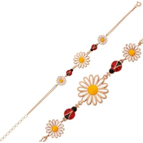 Tevuli 925 Sterling Silver Ladybird Buggy Daisy Lady Bracelet